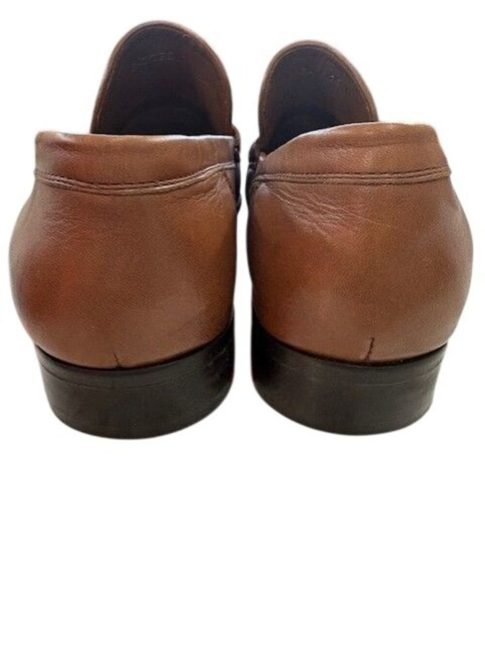 David Eden Mens Tan Leather & Crocodile Embossed Loafers Size 8 Handmade Slip-On - Picture 3 of 6